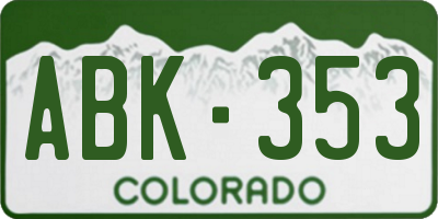 CO license plate ABK353