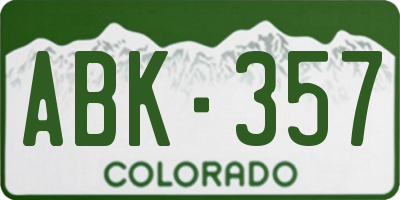 CO license plate ABK357