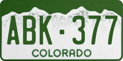 CO license plate ABK377