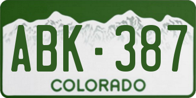CO license plate ABK387