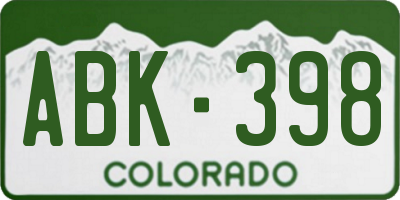 CO license plate ABK398