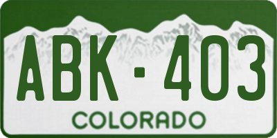 CO license plate ABK403