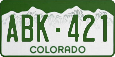 CO license plate ABK421