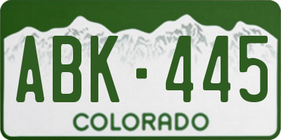 CO license plate ABK445