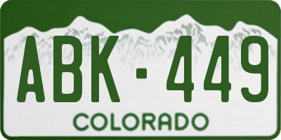CO license plate ABK449