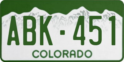 CO license plate ABK451