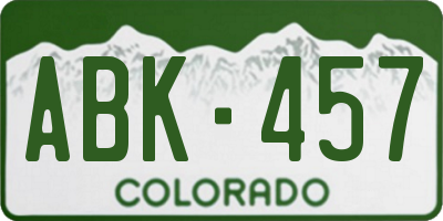 CO license plate ABK457