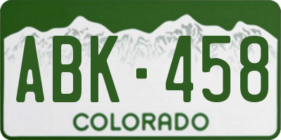 CO license plate ABK458