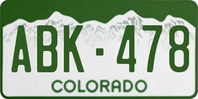 CO license plate ABK478