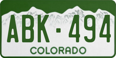 CO license plate ABK494