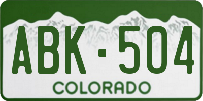 CO license plate ABK504