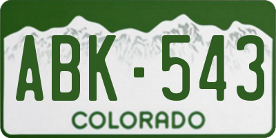 CO license plate ABK543