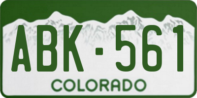CO license plate ABK561