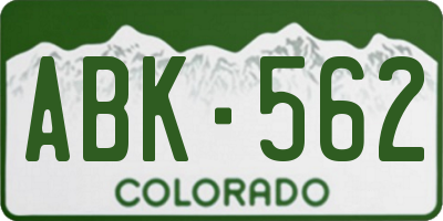 CO license plate ABK562