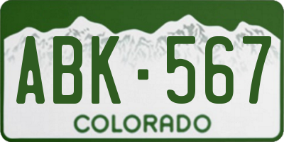 CO license plate ABK567