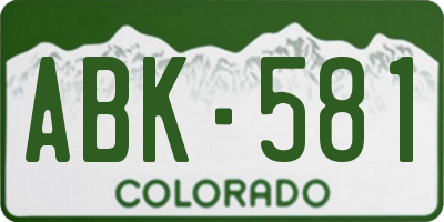 CO license plate ABK581