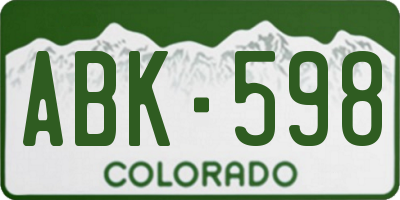 CO license plate ABK598