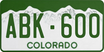 CO license plate ABK600