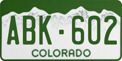 CO license plate ABK602