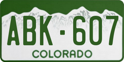 CO license plate ABK607