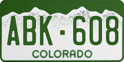 CO license plate ABK608