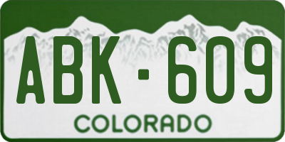 CO license plate ABK609