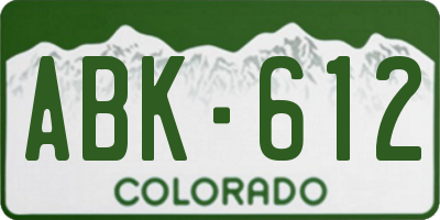 CO license plate ABK612