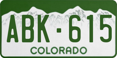 CO license plate ABK615