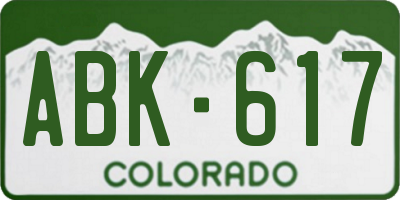 CO license plate ABK617