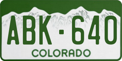 CO license plate ABK640