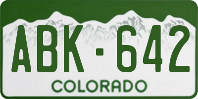 CO license plate ABK642