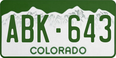 CO license plate ABK643