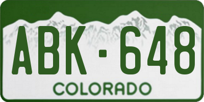 CO license plate ABK648