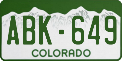 CO license plate ABK649