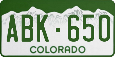 CO license plate ABK650