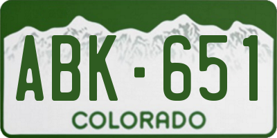 CO license plate ABK651