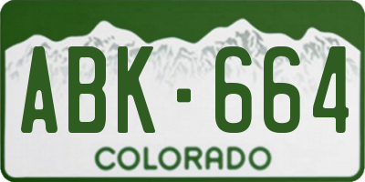 CO license plate ABK664