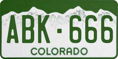 CO license plate ABK666