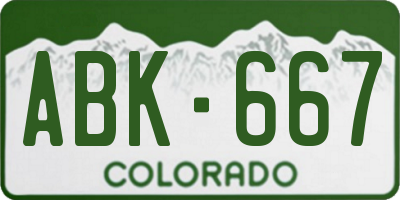 CO license plate ABK667