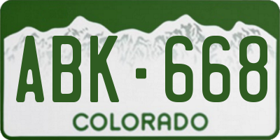 CO license plate ABK668