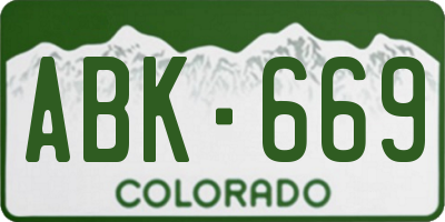 CO license plate ABK669