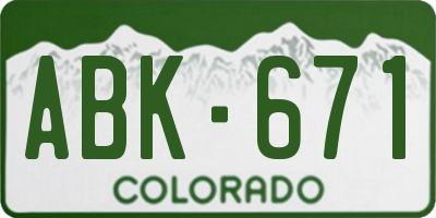 CO license plate ABK671
