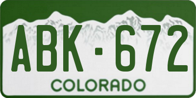 CO license plate ABK672