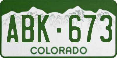 CO license plate ABK673