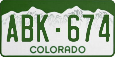 CO license plate ABK674