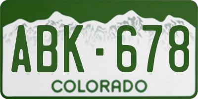 CO license plate ABK678