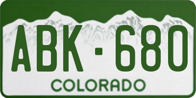 CO license plate ABK680