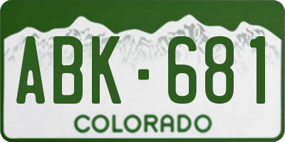 CO license plate ABK681