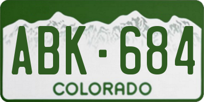 CO license plate ABK684