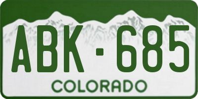 CO license plate ABK685
